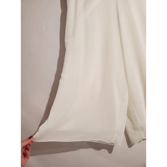 Marla Wynne X Chicos NWT Chiffon Wide Leg Crop Pull On Pants Size L Cloud White - Picture 3 of 10